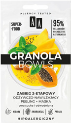 AA Granola Bowls Dwuetapowy zabieg odżywczo-nawilżający peeling+maska 2x4ml