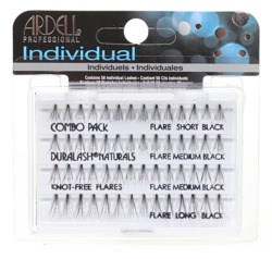 Ardell Individual Combo Pack Duralash Naturals Knot-Free Flares - Komplet kępek sztucznych rzęs bez węzełków, czarne, 56 szt
