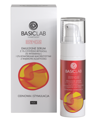 BasicLab Emulsyjne serum z 1% czystego retinolu, 5% witaminą C i 2% komórkami macierzystymi z wąkrotki azjatyckiej Odnowa i stymulacja 30ml