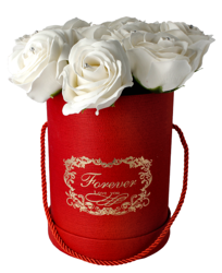 CosmoSPA Flower Box Róże Mydlane czerwony box + białe kwiaty