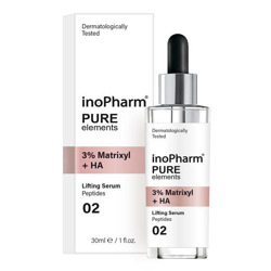 inoPharm PURE elements 3% Matrixyl + HA Przeciwstarzeniowe serum do twarzy i szyi z 3% Matrixylem i kwasem hialuronowym 30ml