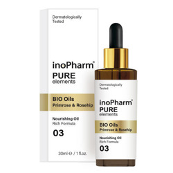 inoPharm PURE elements BIO Oils Primrose&Rosehip Serum do twarzy i szyi z bioolejkami wiesiołek&dzika róża 30ml