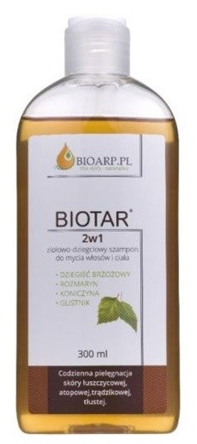 Biotar 2w1 Szampon ziołowo dziegciowy do mycia włosów i ciała 300ml