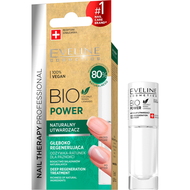 Eveline Cosmetics BIO POWER Naturalny utwardzacz do paznokci 8ml