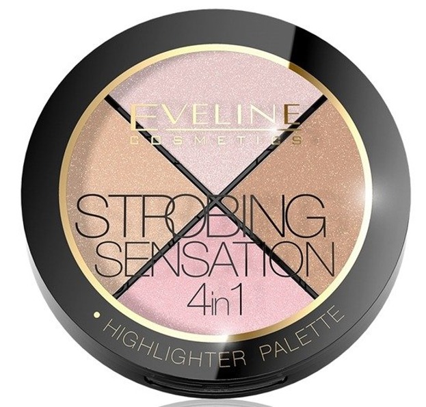 Eveline Cosmetics Strobing Sensation,4in1 Highlighter Palette Paleta rozświetlaczy