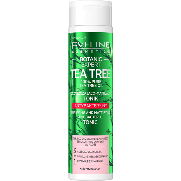 Eveline Cosmetics TEA TREE Antybakteryjny tonik oczyszczająco-matujący 225ml