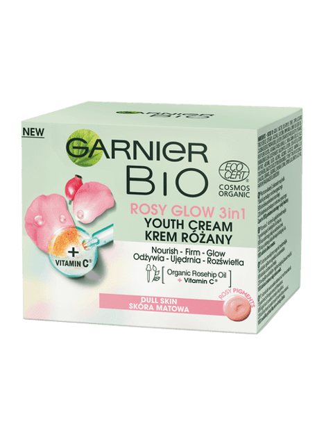Garnier BIO Rosy Glow 3in1 Cream Różany krem rozświetlający 50ml