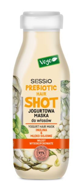 SESSIO Prebiotic Hair Shot Jogurtowa maska do włosów inulina i mleko sojowe 350g